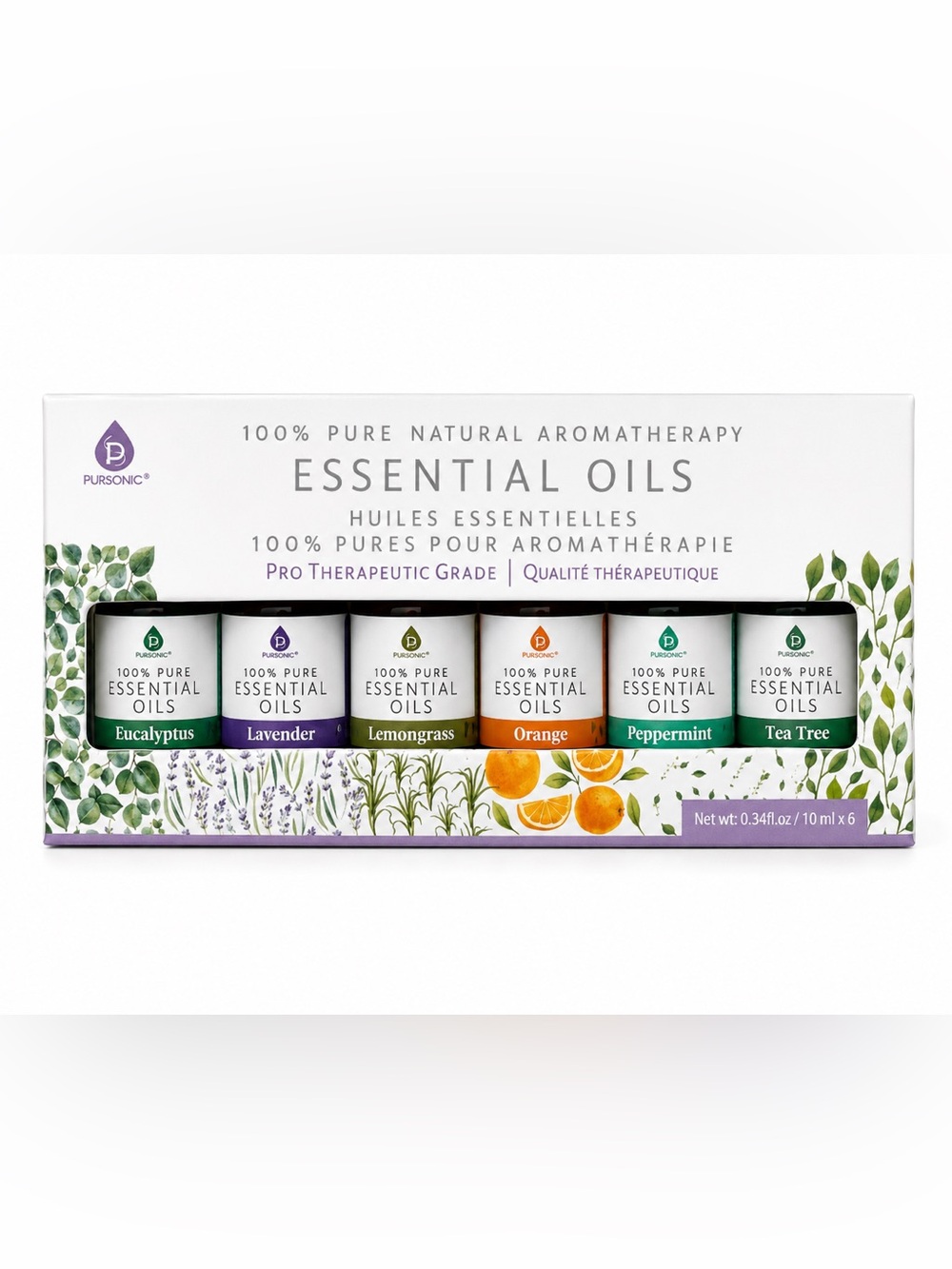 Lavender, Lemongrass, Orange & Peppermint Essential Oil Set - 100% Pure